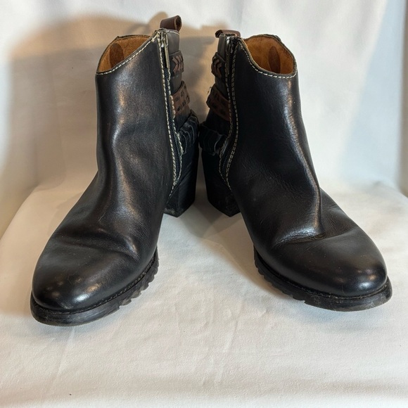 PIKOLINOS Sz 39 Leather Ankle Boots With Decorative Straps Stacked Heels Zipper - Picture 2 of 15